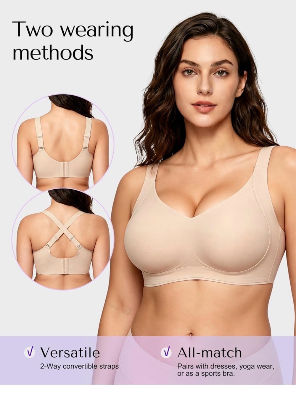SheCurve Nude Wireless Bra for Women. Size Large  sizing in pics